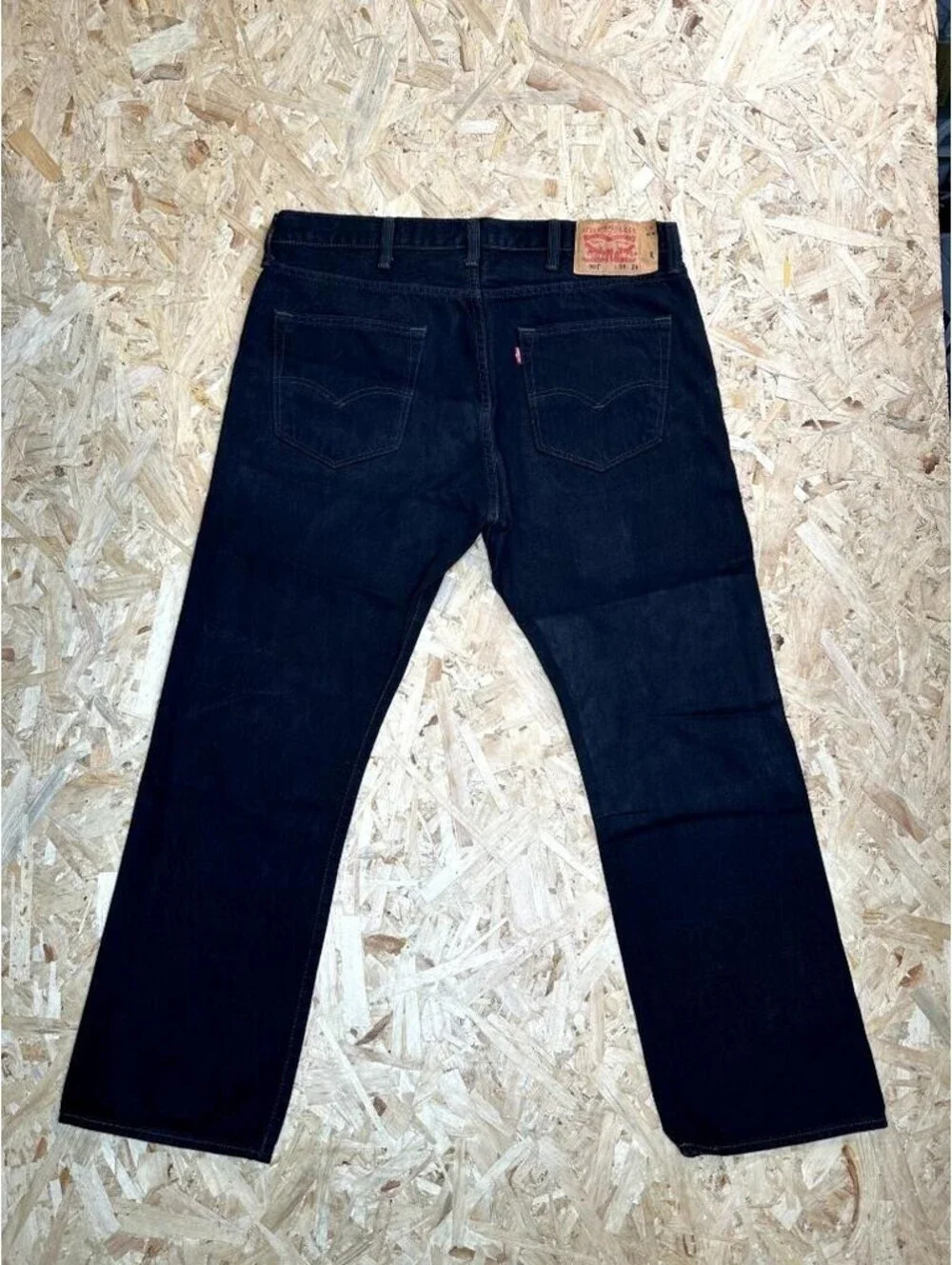 Levis 501 Original Fit Jeans Mens 38x29 Dark Wash Indigo Blue Denim Button Fly